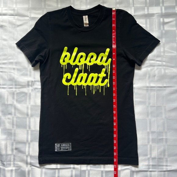 Slangteez Co. ‘Blood Claat’ Black & Neon Text Unisex Graphic T-shirt - Picture 6 of 12